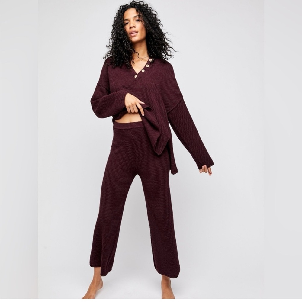 Free People Burgundy Sweater Set